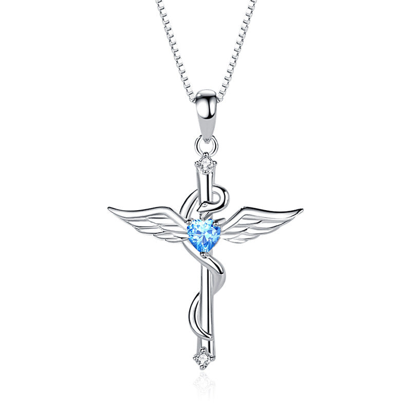 Angel Wings Cross Pendant In Sterling Silver Angelwarriorfitness.com