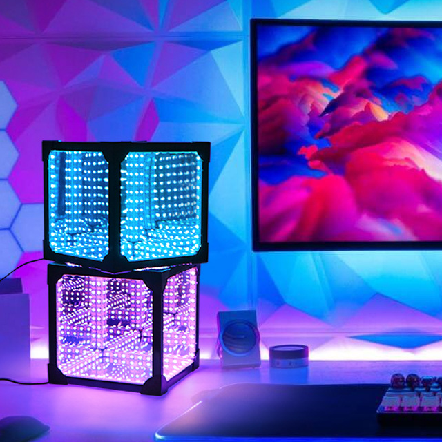 Thousand Mirrors 3D Lamp Magic Cube Gaming Room Decorative Ambient LED Lights Angelwarriorfitness.com