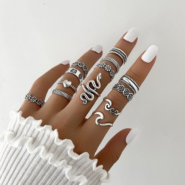 Retro Boho Rings Set Angelwarriorfitness.com