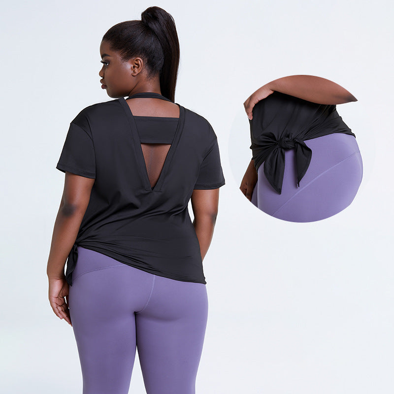 Activewear Workout Tops Women Side Split  Back Yoga Shirt Angelwarriorfitness.com