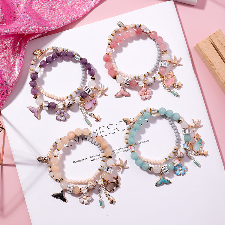 Whale tail bracelet double elastic personality retro flower starfish national wind jewelry Angelwarriorfitness.com