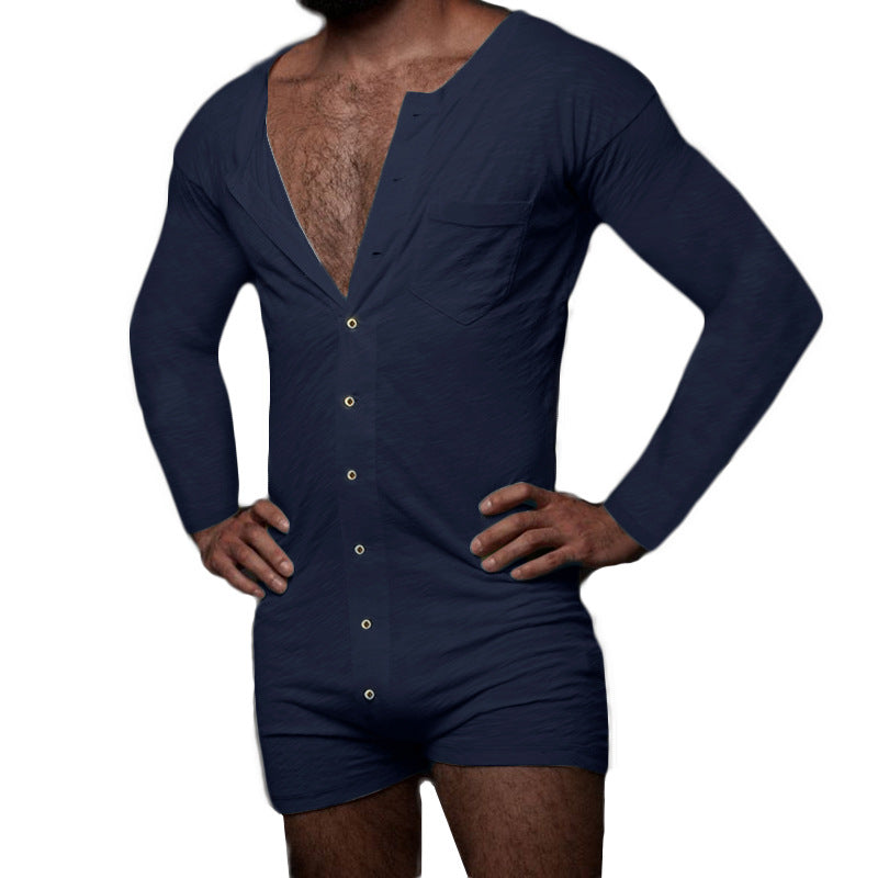 Men's Solid Color Bodysuit Homewear Pajamas Angelwarriorfitness.com