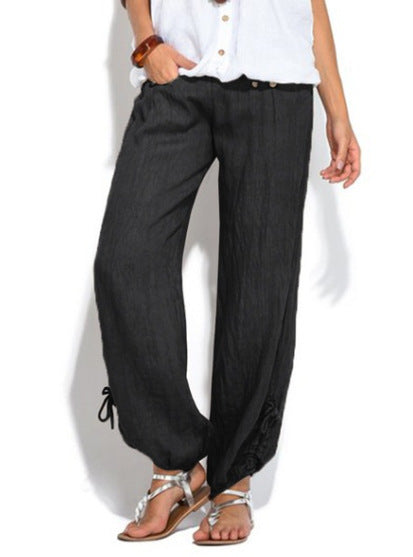 Buttoned casual wide-leg trousers Angelwarriorfitness.com