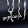 Cool Gothic Gun Shape Pendant Rhinestone men's necklace Angelwarriorfitness.com