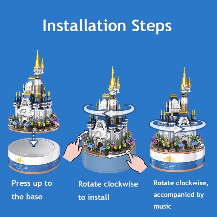 Mini Castle Music Box Building Blocks Assembled Toys Angelwarriorfitness.com