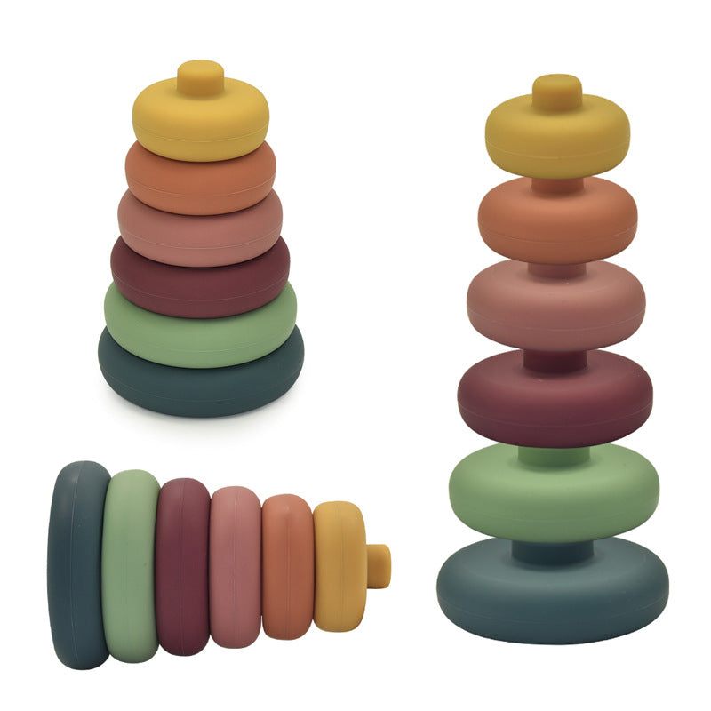 Stacking Toys Soft Silicone Stacking Blocks Rings Baby Sensory Angelwarriorfitness.com