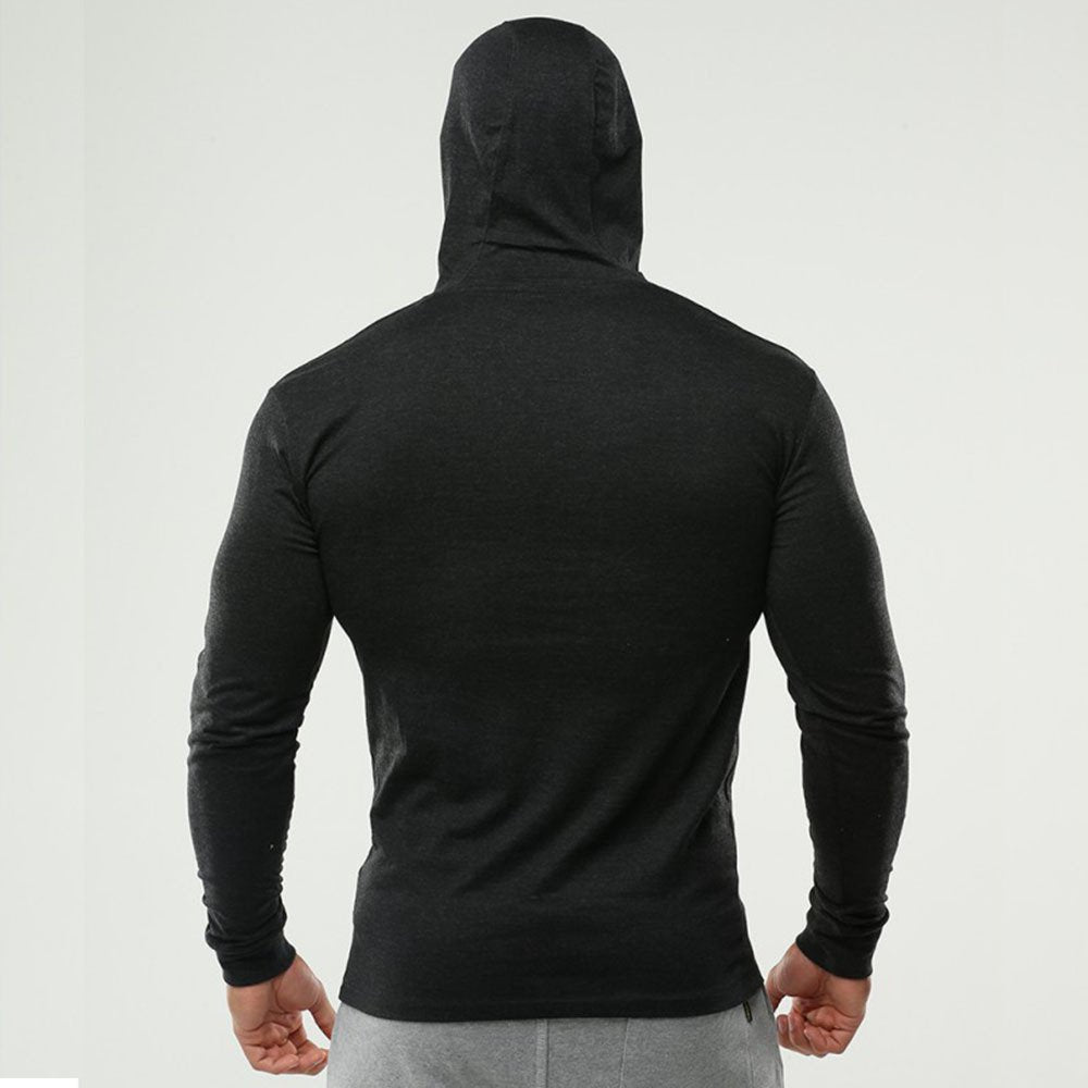 Muscle Long Sleeve T-Shirt Men's Bodysuit Pullover Hood Angelwarriorfitness.com