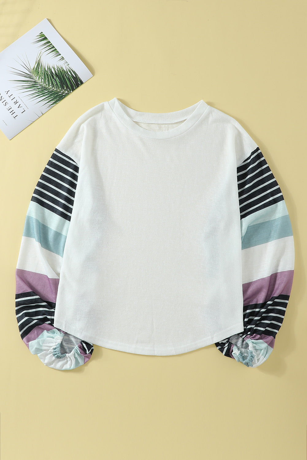 Striped Colorblock Long Sleeve Knit Top Angelwarriorfitness.com
