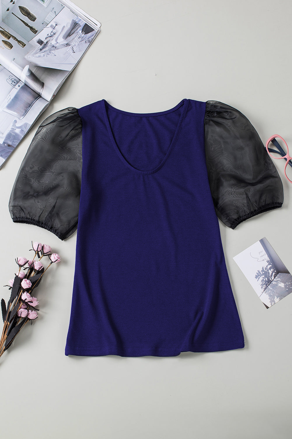 Mesh Puff Sleeve Top Angelwarriorfitness.com