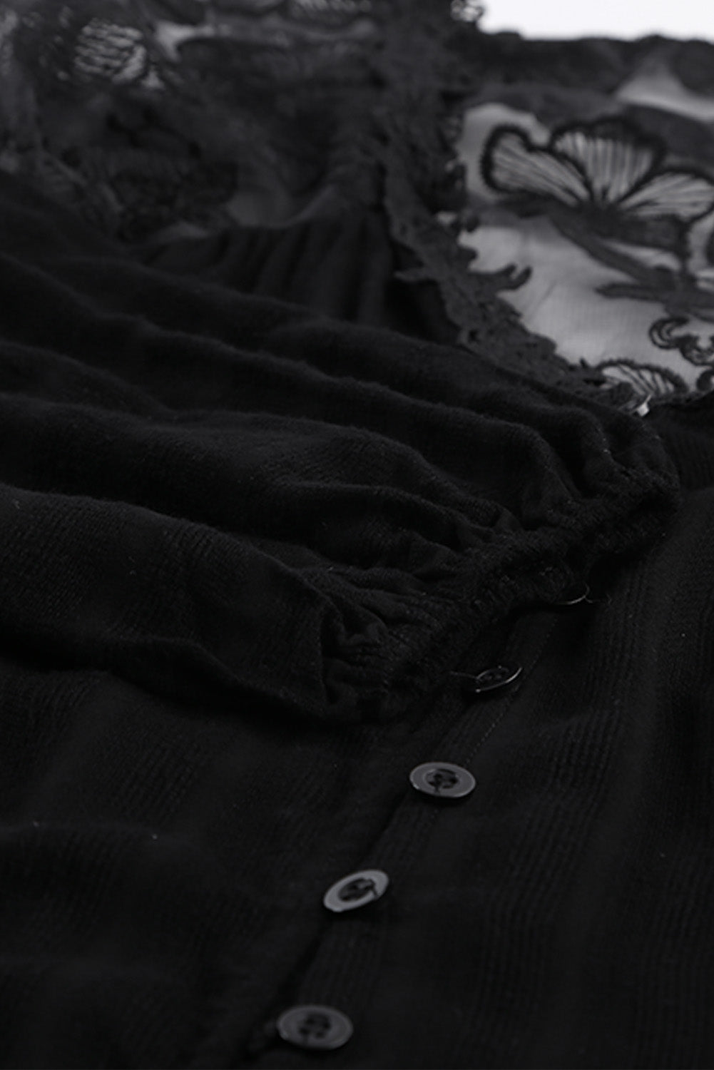 V Neckline Lace Shoulder Patchwork Blouse Angelwarriorfitness.com