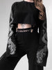 InsGoth Black Crop Top Hoodie Women Sweatshirt Gothic Punk Grunge Dragon Printed Harajuku Loose Sweatshirt Pullover Female Top Angelwarriorfitness.com