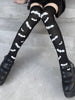 InsGoth Long Socks Bat Print Gothic Skinny Black Harajuku Streetwear Matching Women Halloween Thigh High Socks Partywear Vintage Angelwarriorfitness.com