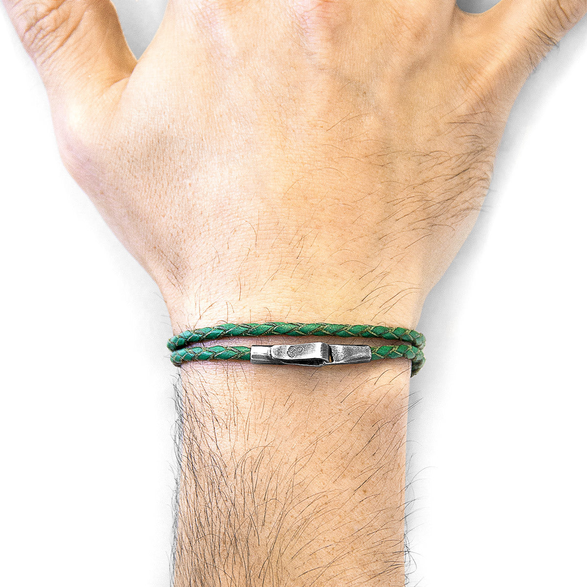 Fern Green Liverpool Silver & Leather Bracelet Angelwarriorfitness.com