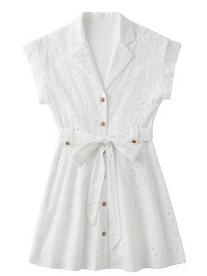 SHIRT DRESS CUTWORK EMBROIDERY White Summer Dress Angelwarriorfitness.com