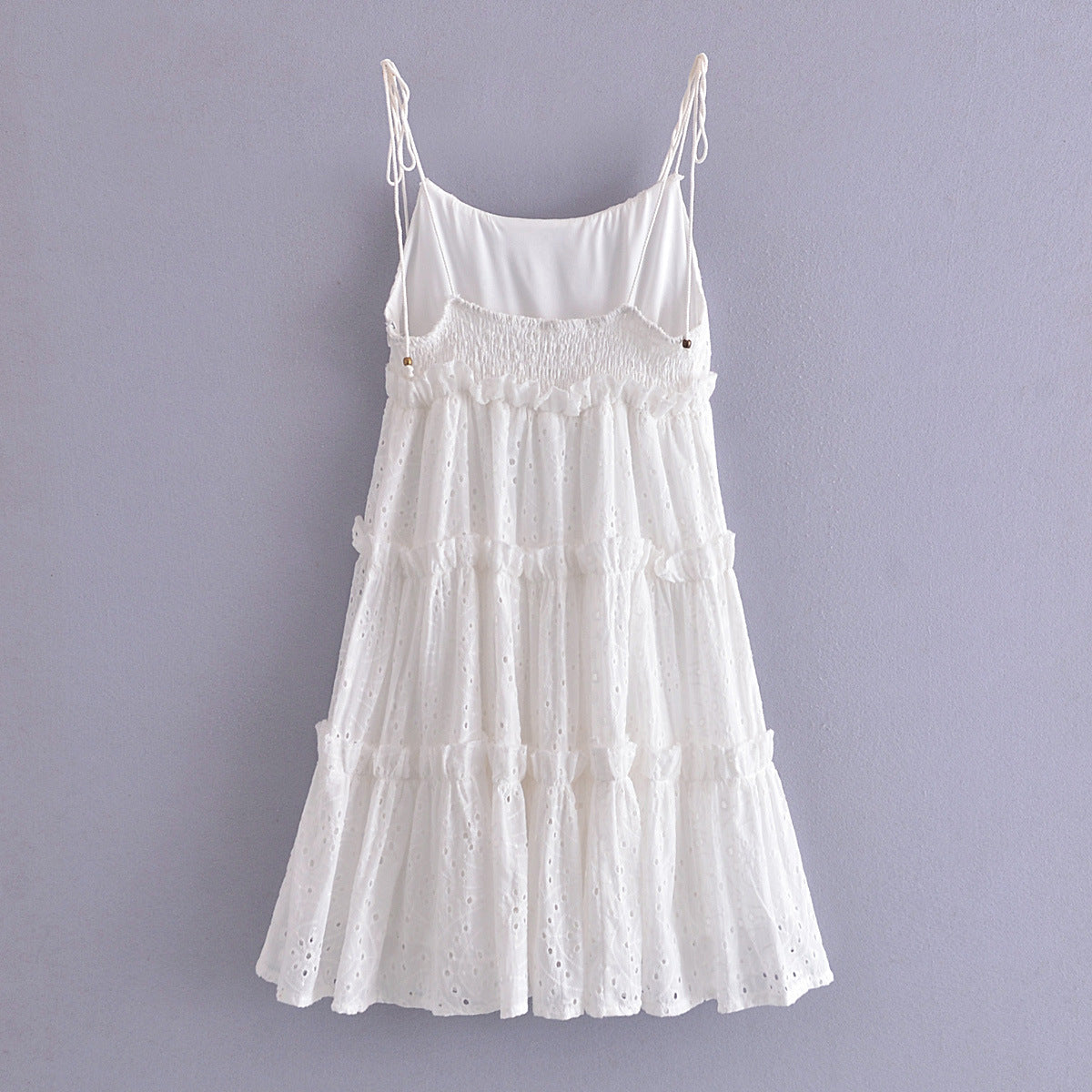 White Eyelet Dress Layered Ruffle Summer Dress Angelwarriorfitness.com