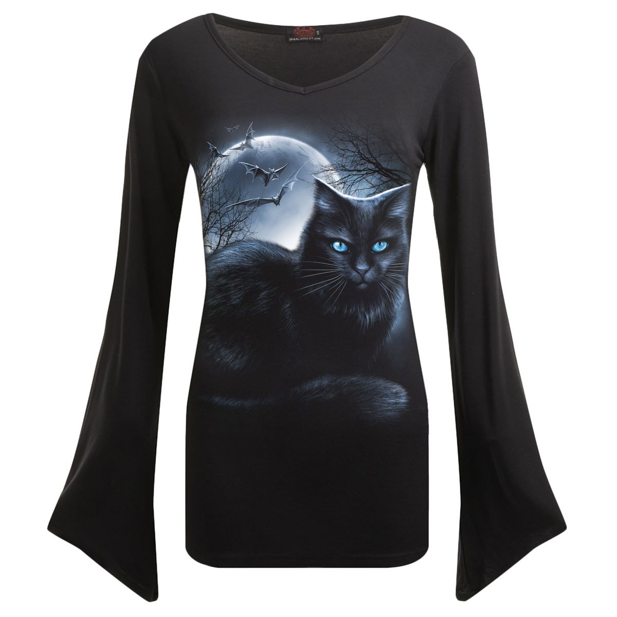 MYSTICAL MOONLIGHT - V Neck Goth Sleeve Top Black Angelwarriorfitness.com