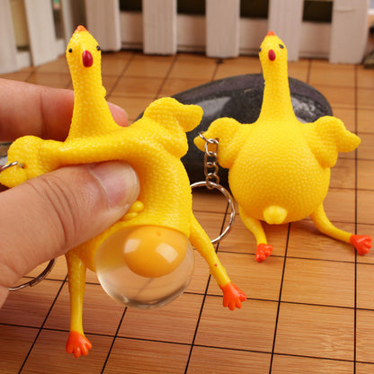Funny Egg-laying chicken keychain Squishy Squeeze Angelwarriorfitness.com