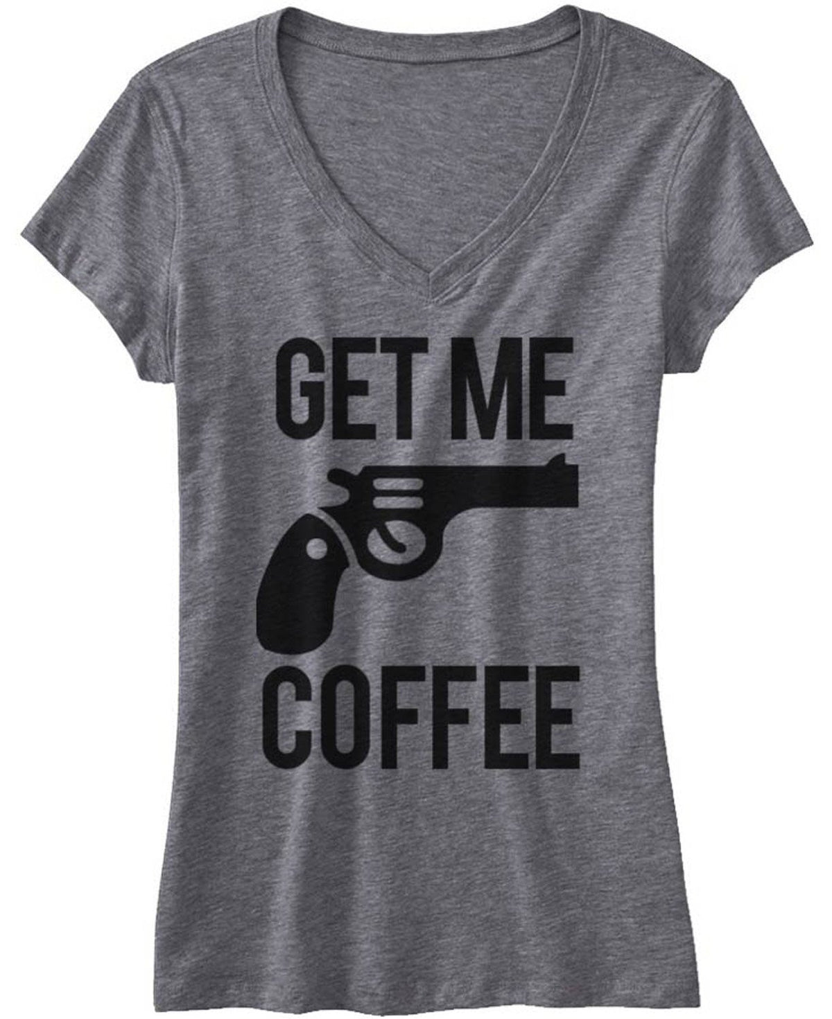 GET ME COFFEE Gray V-neck Shirt Angelwarriorfitness.com