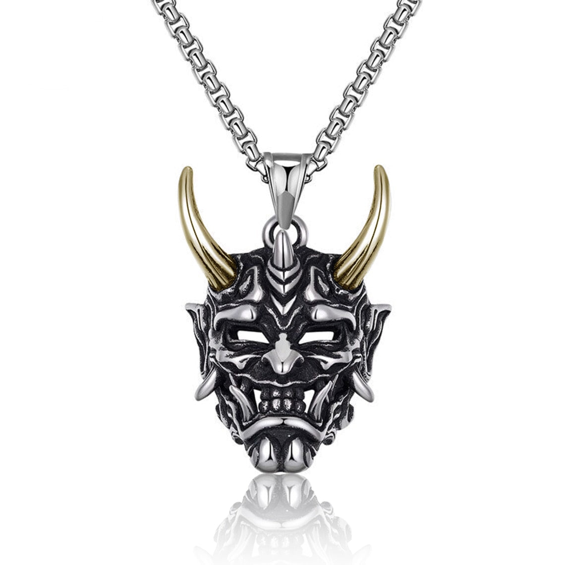Japanese Ghost Skull Mask Necklace Angelwarriorfitness.com