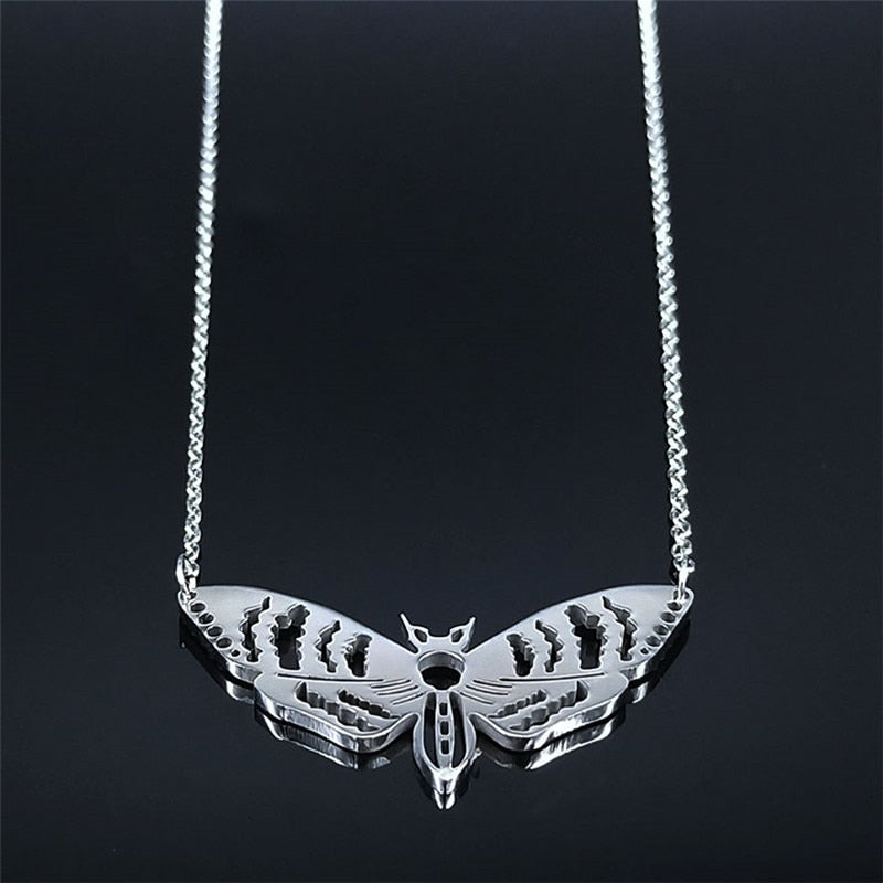 Dead Gothic Moth Stainless Steel Necklaces Pendant Angelwarriorfitness.com