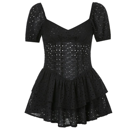 V Neck Ruffles Pleated Dress Angelwarriorfitness.com