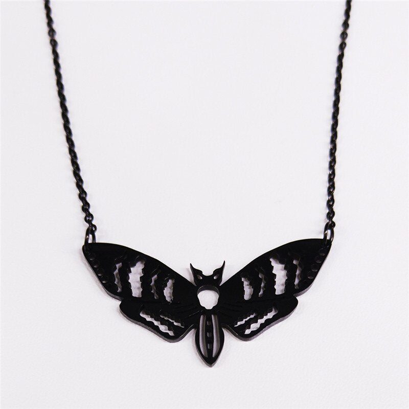 Gothic Moth Stainless Steel Necklace Angelwarriorfitness.com