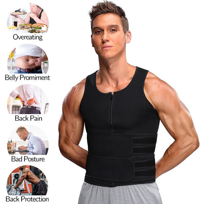 Men Waist Trainer Tank Tops Shapewear Slimming Body Shaper Compression Shirt Underwear for Weight Loss Workout Sauna Sweat Vest Angelwarriorfitness.com