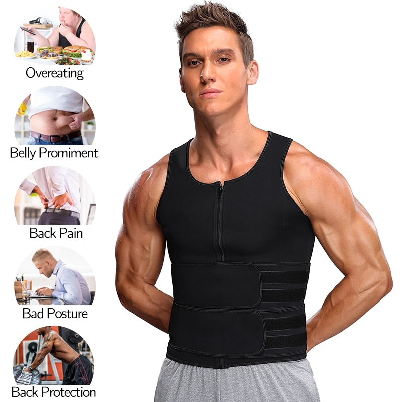 Men Waist Trainer Tank Tops Shapewear Slimming Body Shaper Compression Shirt Underwear for Weight Loss Workout Sauna Sweat Vest Angelwarriorfitness.com