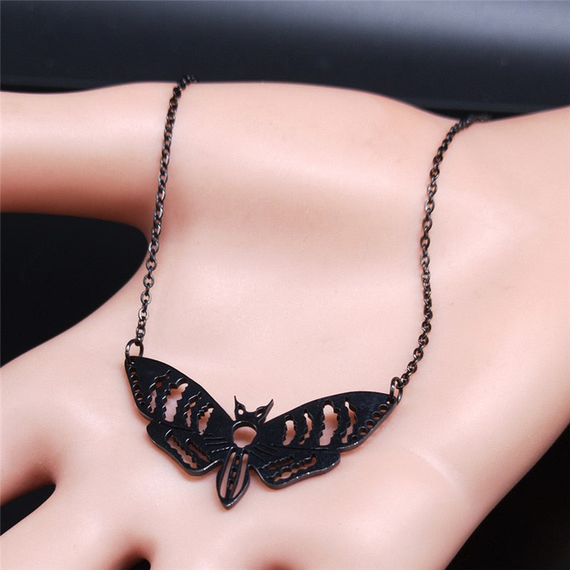 Dead Gothic Moth Stainless Steel Necklaces Pendant Angelwarriorfitness.com