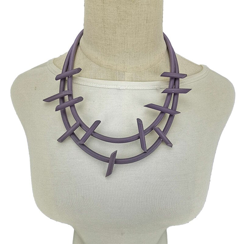 UKEBAY New Gothic Pendant Necklaces Women Punk Sweater Chains 3 Necklaces Strange Jewelry Handmade Rubber Jewelry Torques Rope Angelwarriorfitness.com