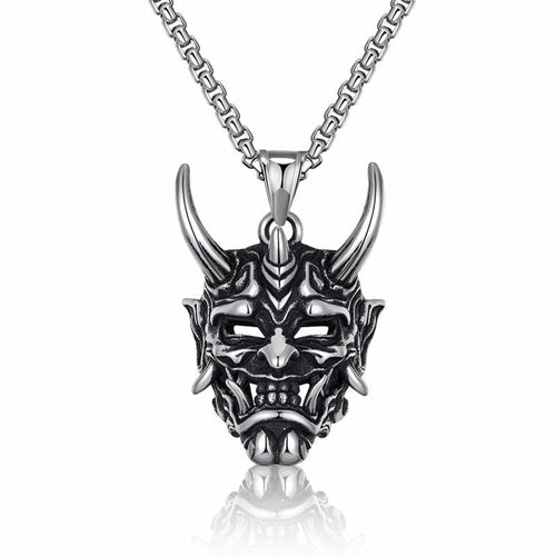 Japanese Ghost Skull Mask Necklace Angelwarriorfitness.com