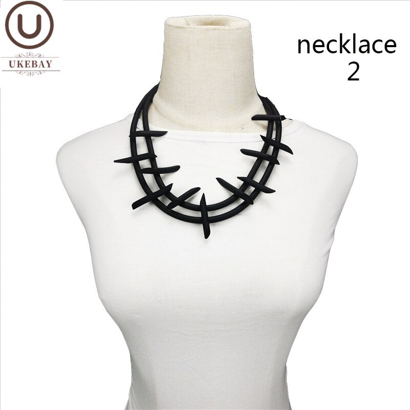 UKEBAY New Gothic Pendant Necklaces Women Punk Sweater Chains 3 Necklaces Strange Jewelry Handmade Rubber Jewelry Torques Rope Angelwarriorfitness.com