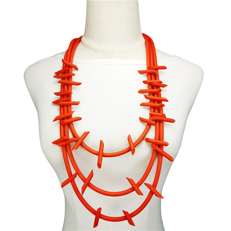 UKEBAY New Gothic Pendant Necklaces Women Punk Sweater Chains 3 Necklaces Strange Jewelry Handmade Rubber Jewelry Torques Rope Angelwarriorfitness.com