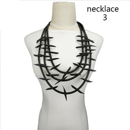 UKEBAY New Gothic Pendant Necklaces Women Punk Sweater Chains 3 Necklaces Strange Jewelry Handmade Rubber Jewelry Torques Rope Angelwarriorfitness.com