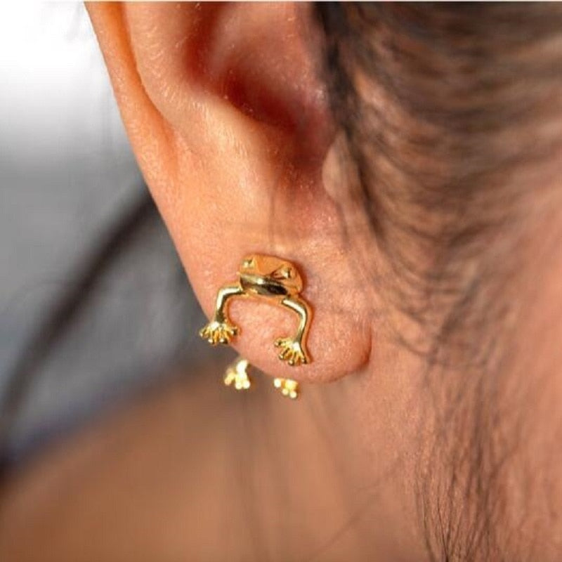 Retro Cute Frog Earring For Women Gold Silver Color Gothic Animal Pirecing Stud Earring Female Charm Jewelry Gift Angelwarriorfitness.com