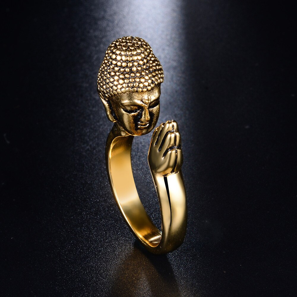 Buddha Religious Sakyamuni Buddha Gold Rings for Women Angelwarriorfitness.com