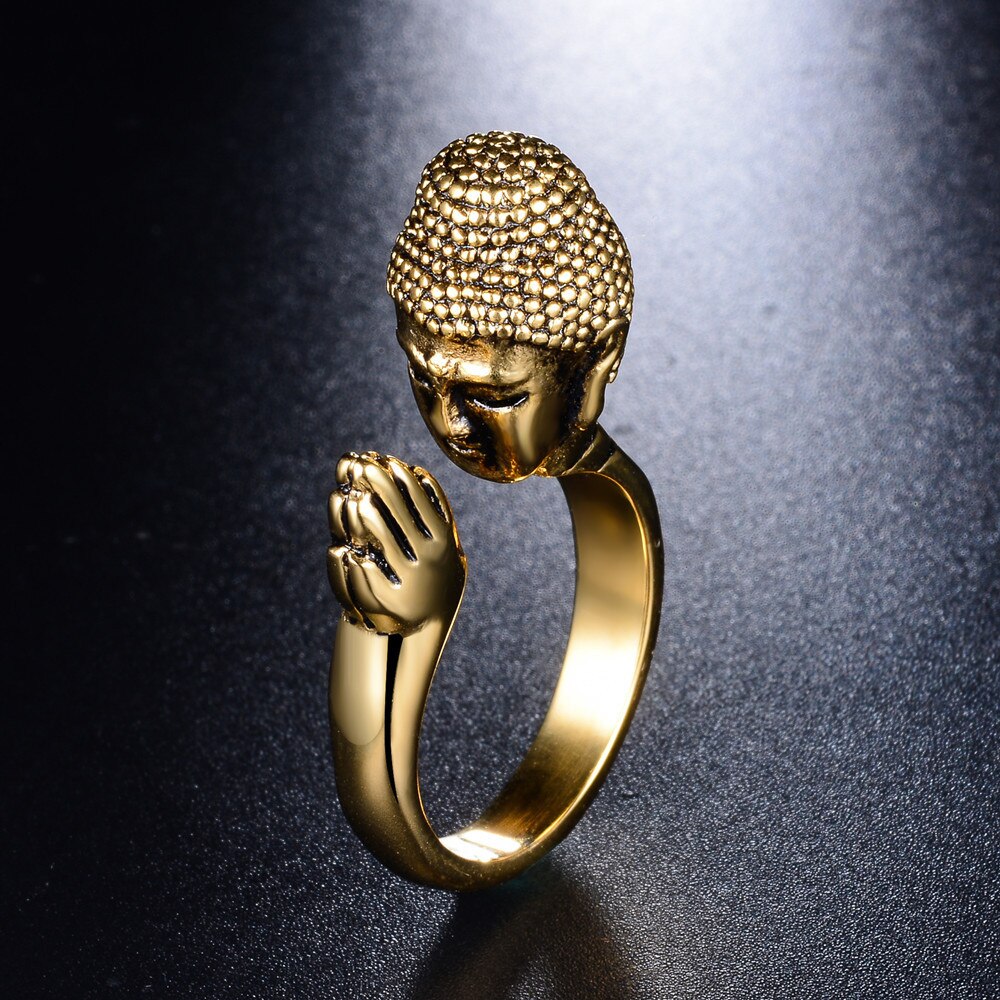 Buddha Religious Sakyamuni Buddha Gold Rings for Women Angelwarriorfitness.com