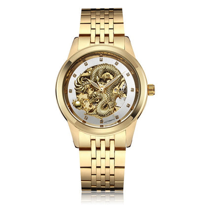 Luxury Dragon Skeleton Automatic Mechanical Watches For Men Wrist Watch Stainless Steel Strap Gold Clock Waterproof Mens relogio Angelwarriorfitness.com