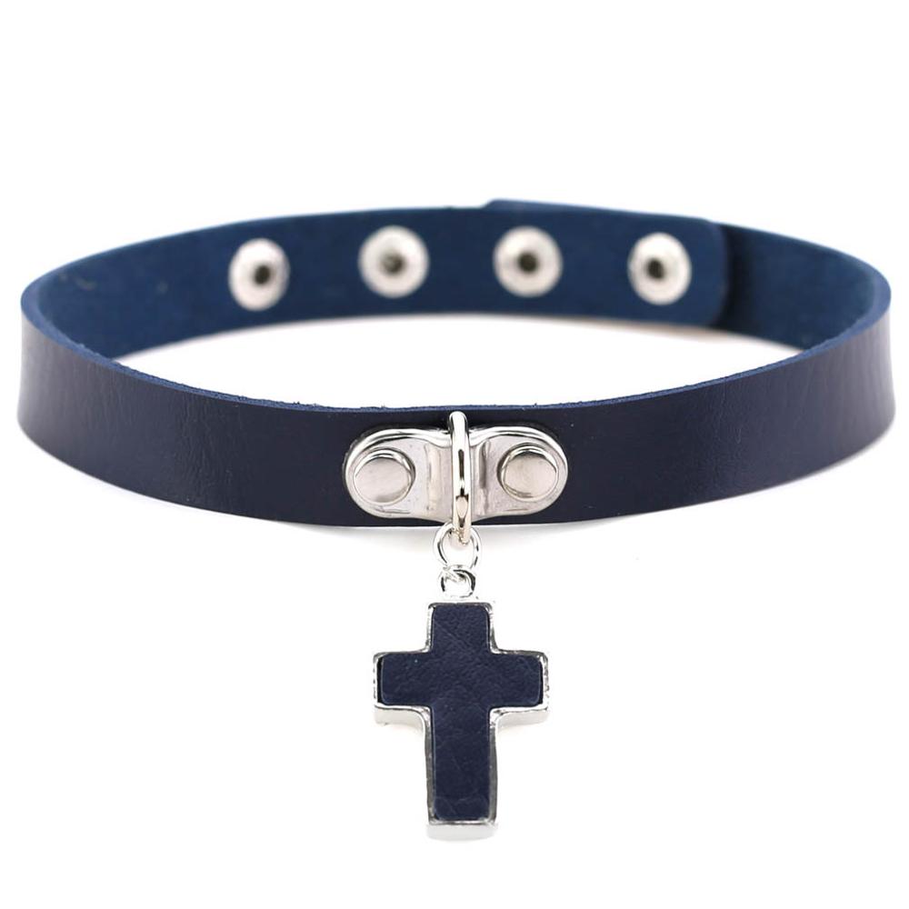 Black Cross Gothic choker necklace Angelwarriorfitness.com