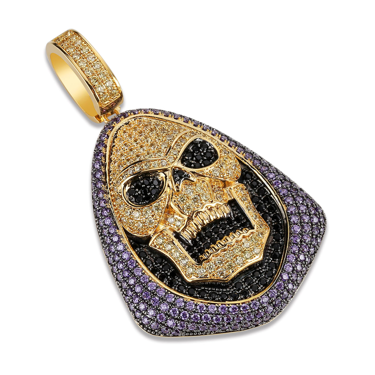New Fashion Iced Out Skeletor Pendant Necklace With Tennis Chain Copper Hip Hop Gold Silver Color Mens/Women Charm Chain Jewelry Angelwarriorfitness.com