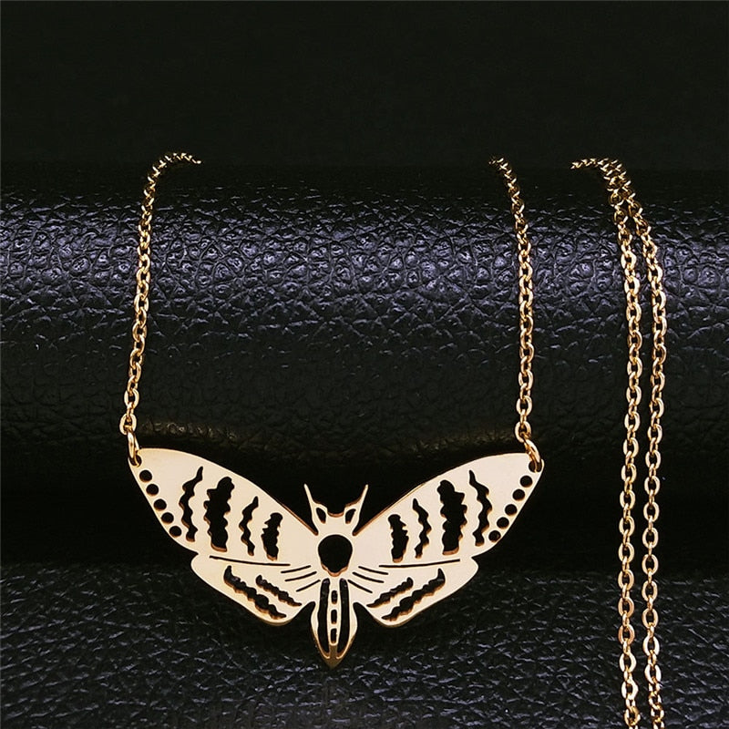 Dead Gothic Moth Stainless Steel Necklaces Pendant Angelwarriorfitness.com