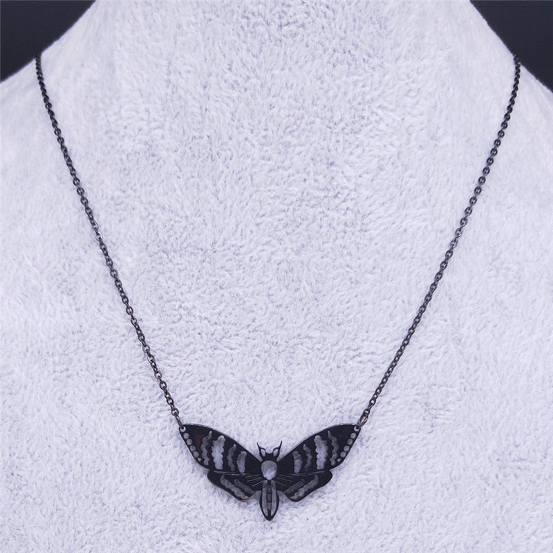Dead Gothic Moth Stainless Steel Necklaces Pendant Angelwarriorfitness.com
