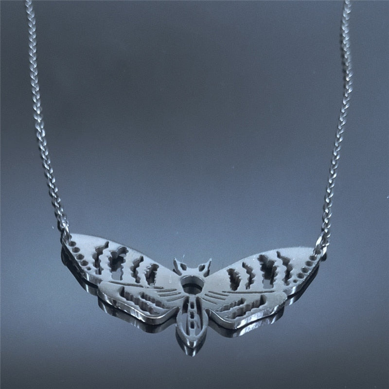 Dead Gothic Moth Stainless Steel Necklaces Pendant Angelwarriorfitness.com