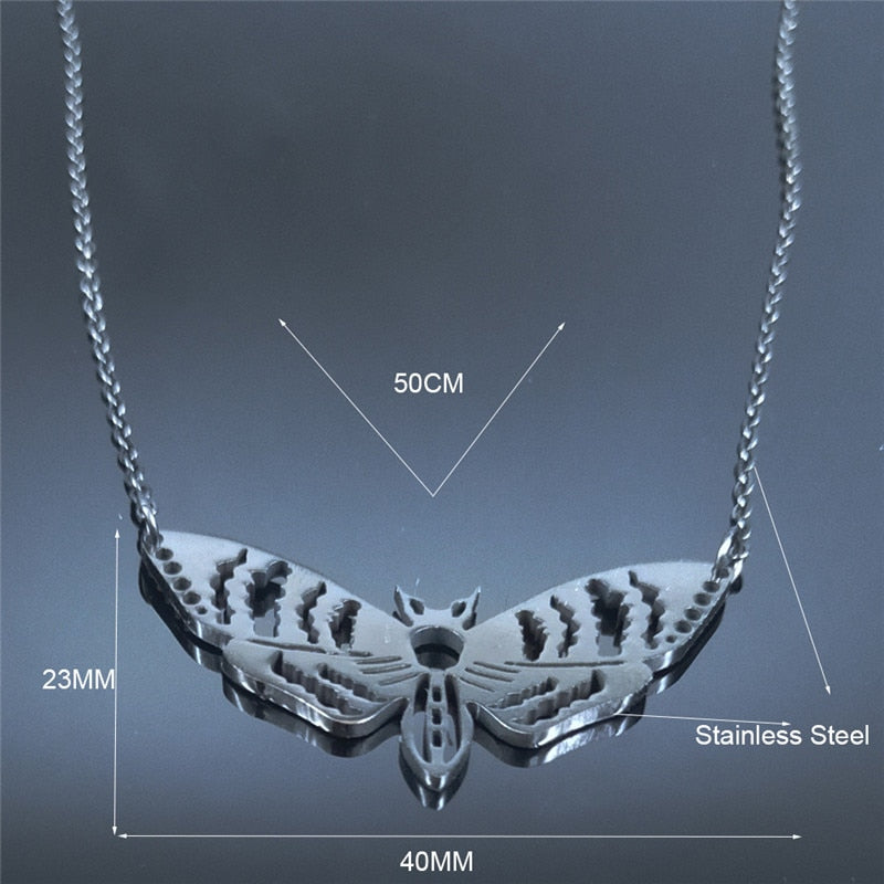 Dead Gothic Moth Stainless Steel Necklaces Pendant Angelwarriorfitness.com
