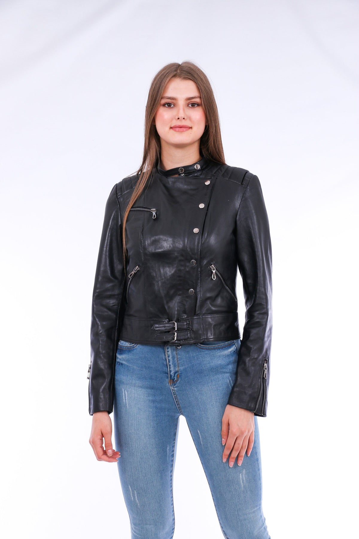 Rovigo Leather Biker Jacket - Black Angelwarriorfitness.com