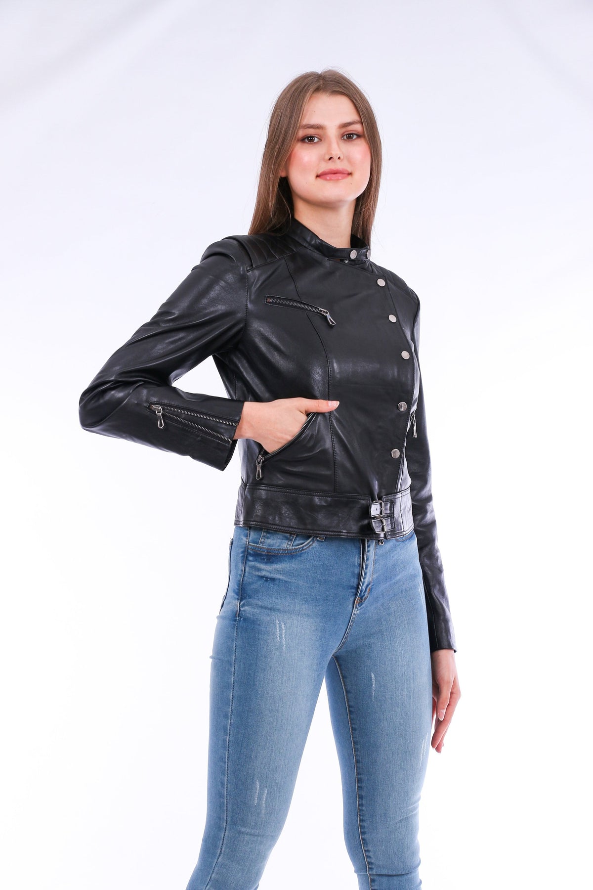 Rovigo Leather Biker Jacket - Black Angelwarriorfitness.com
