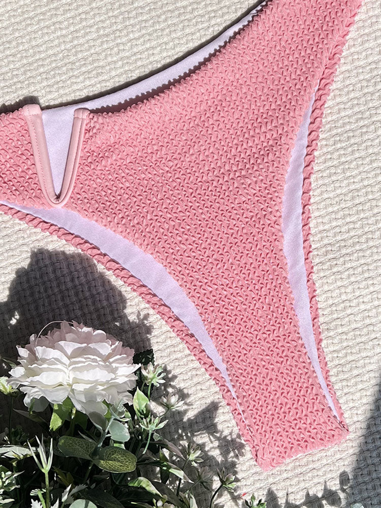 Textured Frill Swimwear Halter Bathing Suit Angelwarriorfitness.com