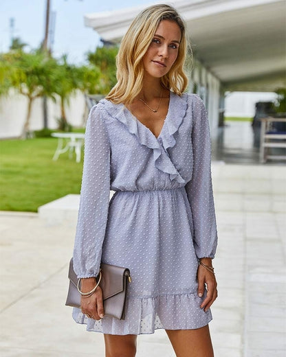 Clip Dot Summer Ruffle Dress Angelwarriorfitness.com