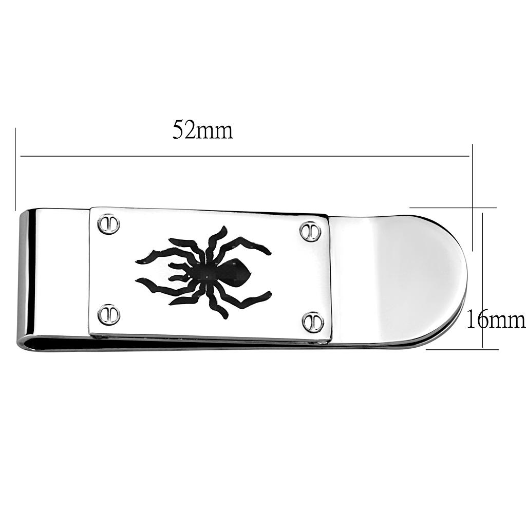 LO4130 - Rhodium Brass Money clip with Epoxy  in Jet Angelwarriorfitness.com