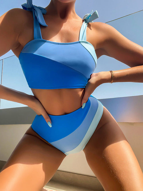 Tube Top Bikinis Sexy Contrast Color Swimwear Angelwarriorfitness.com